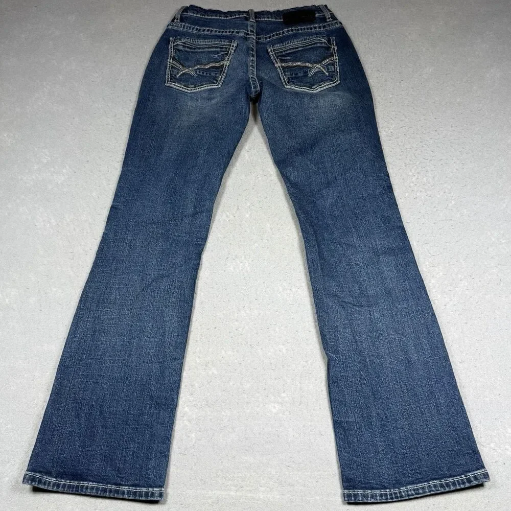 Buckle BKE Aiden Straight Jeans Mens Size 31 Blue Stretch Denim Thick Stitch